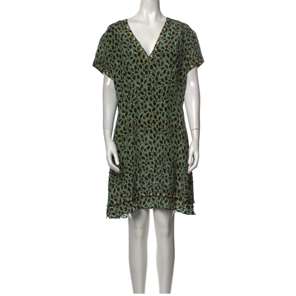 Green Floral V-Neck Dress